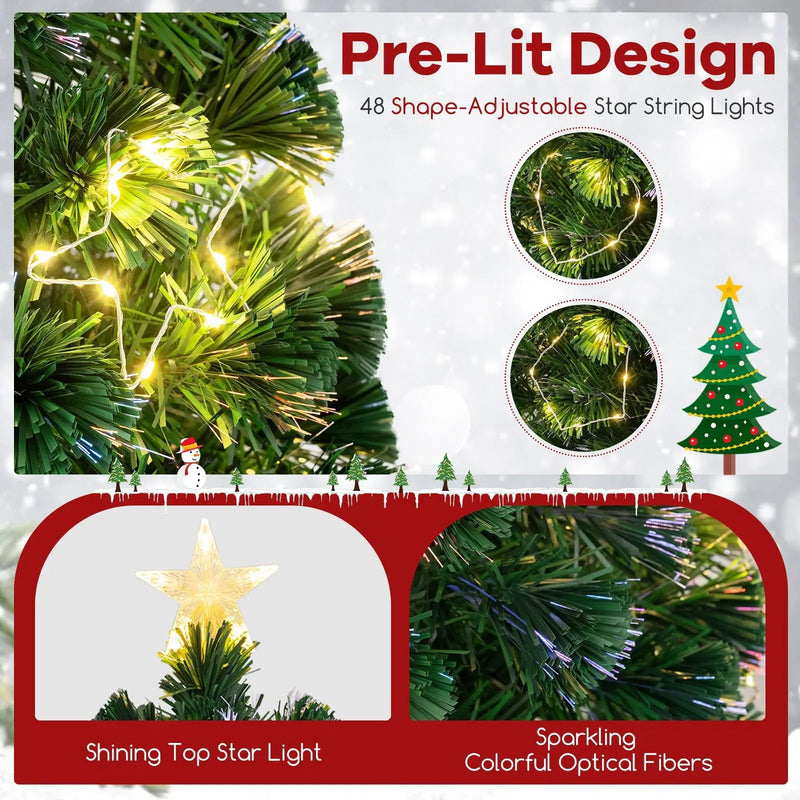 Pre-Lit Artificial Xmas Tree with Top Star and Branch Tips by DirectDeals