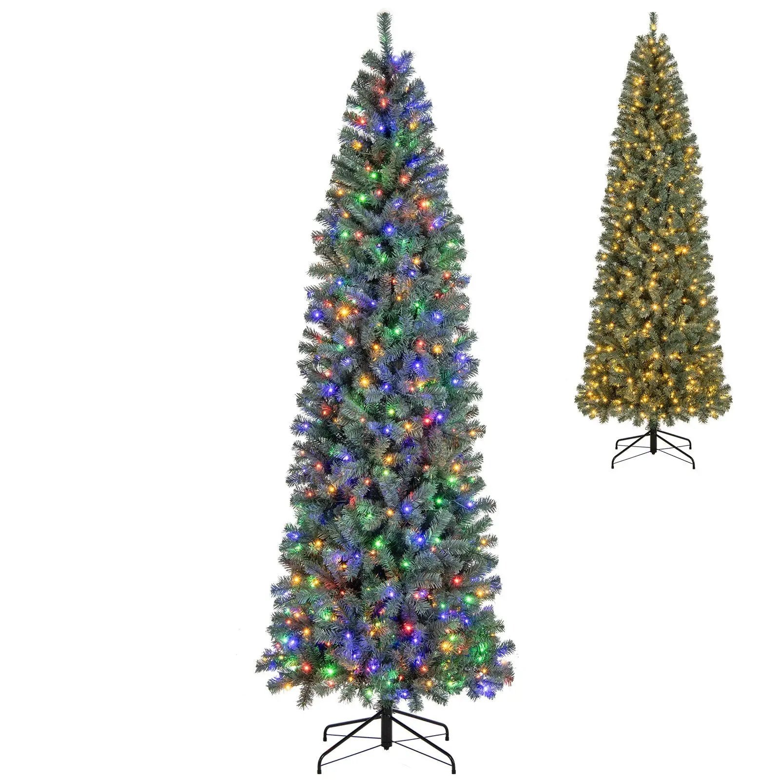 Pre-Lit Blue Artificial Christmas Tree Slim with 9 Lighting Modes by DirectDeals