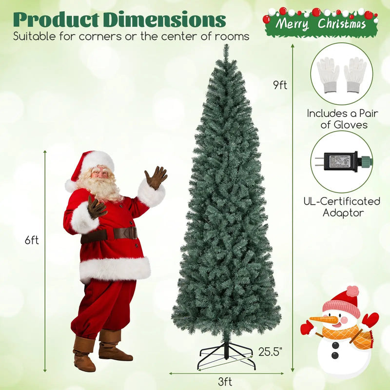 Pre-Lit Blue Artificial Christmas Tree Slim with 9 Lighting Modes by DirectDeals