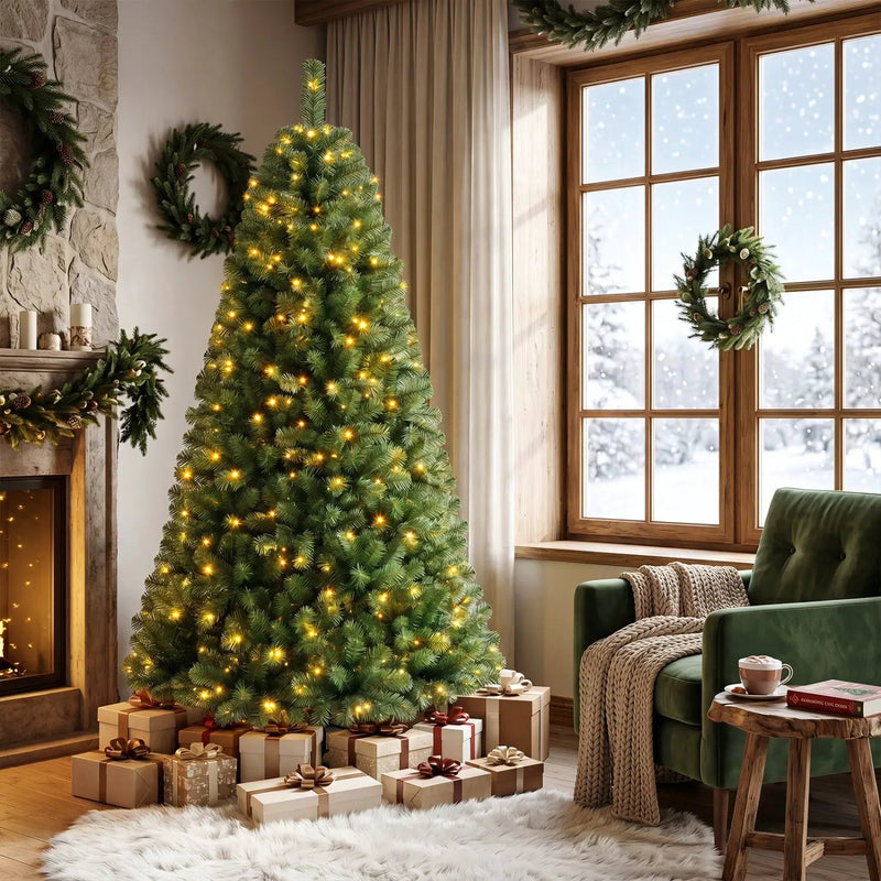 6-8 Ft Pre-Lit Artificial Christmas Tree with Remote Control by DirectDeals
