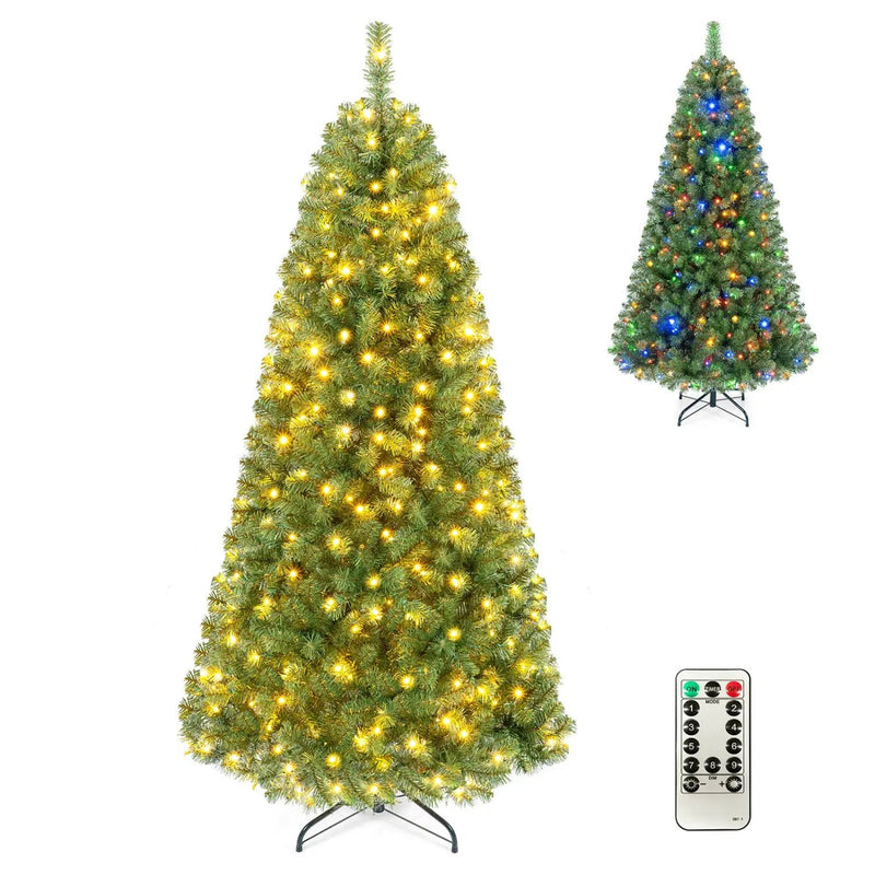 6-8 Ft Pre-Lit Artificial Christmas Tree with Remote Control by DirectDeals