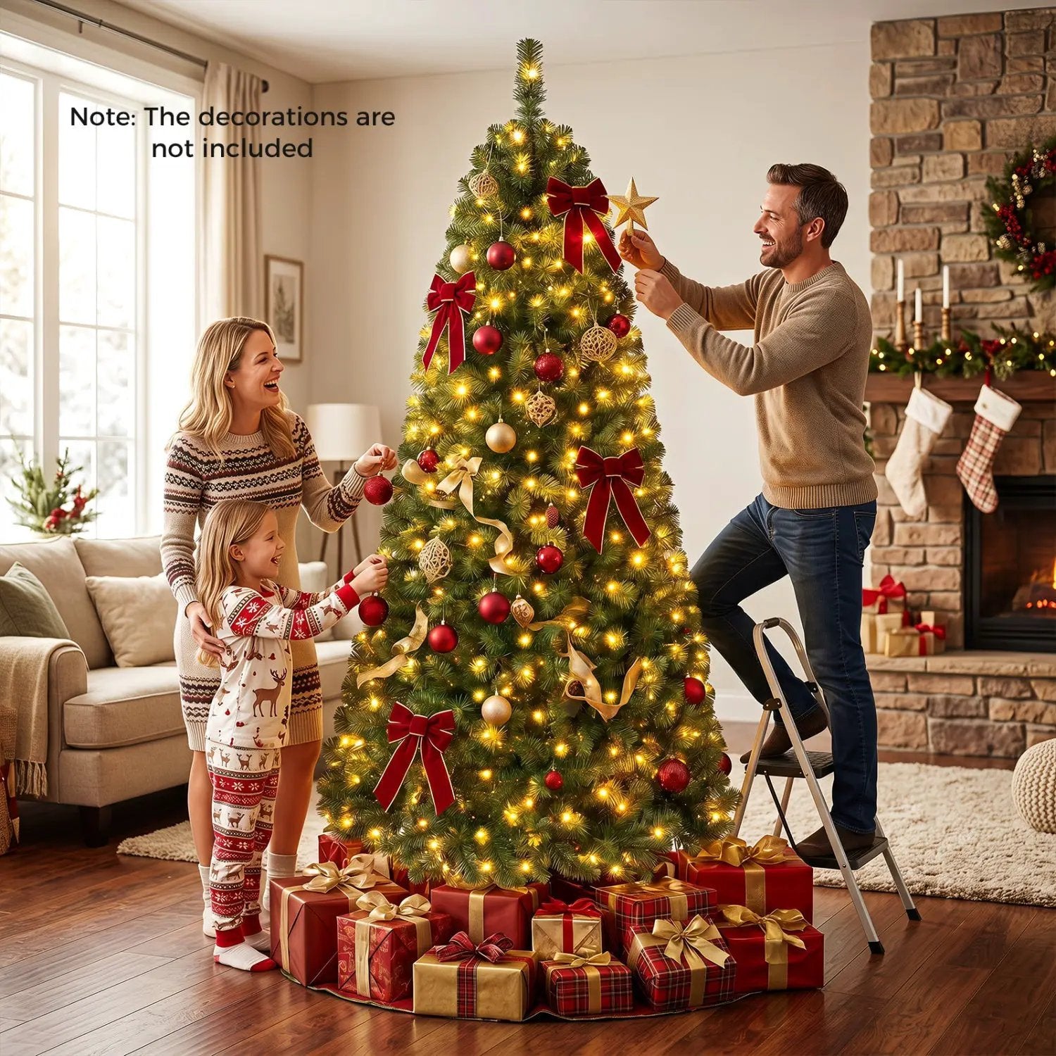 6-8 Ft Pre-Lit Artificial Christmas Tree with Remote Control by DirectDeals