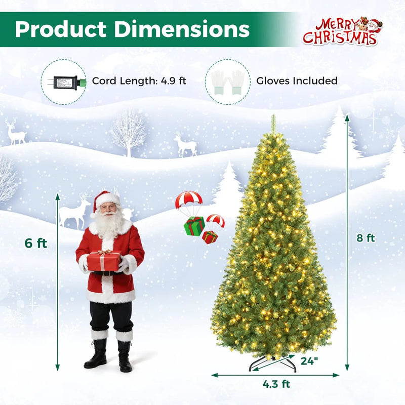 6-8 Ft Pre-Lit Artificial Christmas Tree with Remote Control by DirectDeals