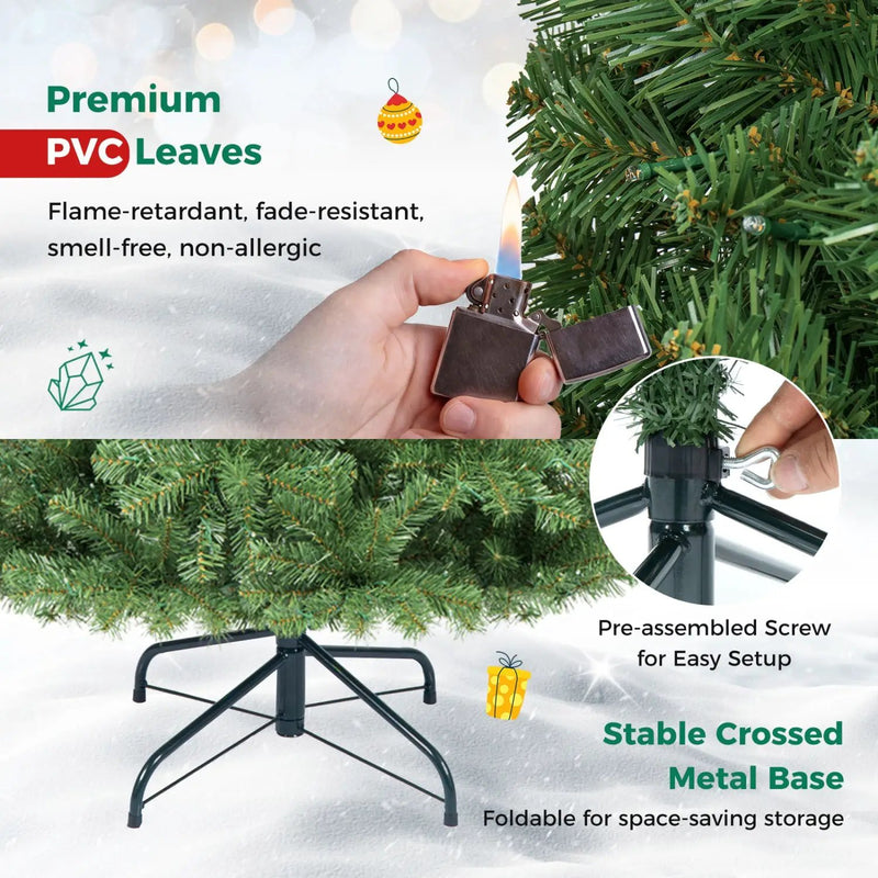 6-8 Ft Pre-Lit Artificial Christmas Tree with Remote Control by DirectDeals