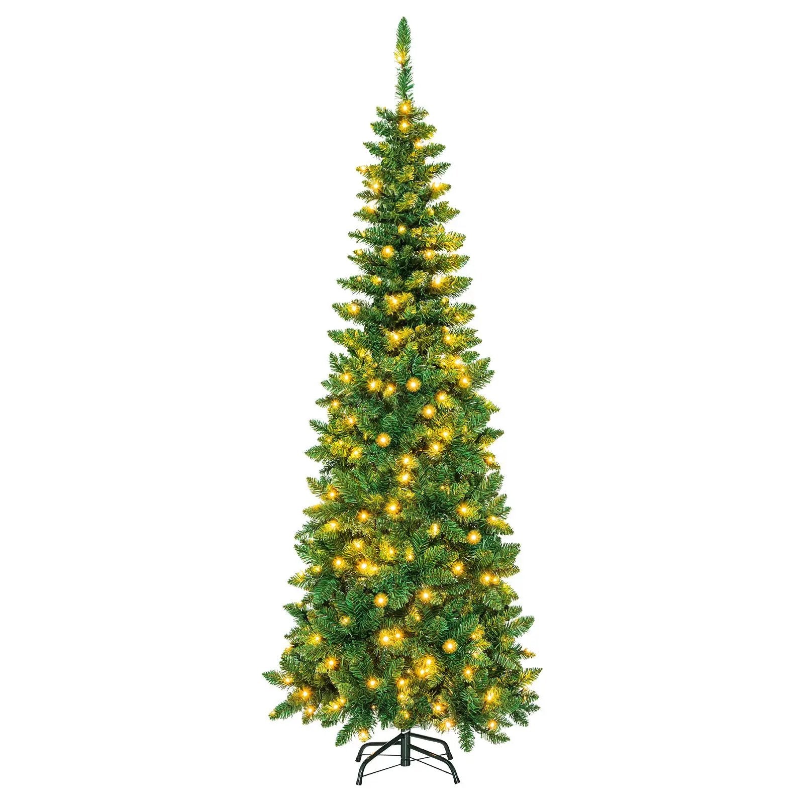 4.5 ft Pre-Lit Premium Hinged Artificial Fir Pencil Christmas Tree with LED Lights by DirectDeals