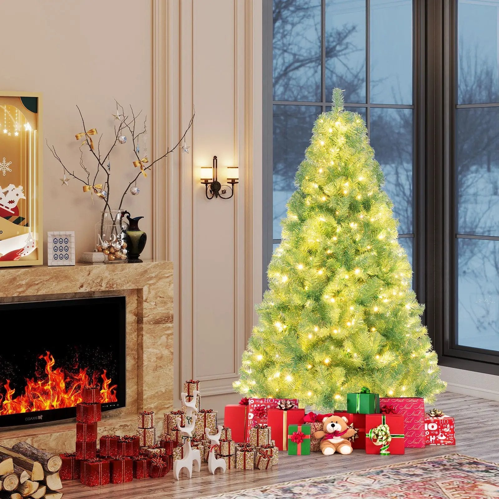 Pre-Lit Tinsel Christmas Tree Artificial Xmas Tree Home Office Party Seasonal Holiday Decoration by DirectDeals