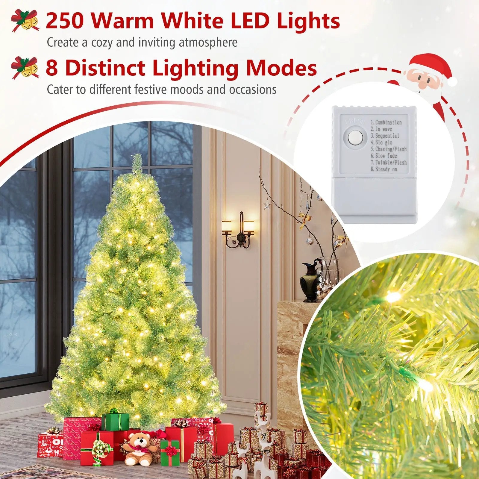 Pre-Lit Tinsel Christmas Tree Artificial Xmas Tree Home Office Party Seasonal Holiday Decoration by DirectDeals