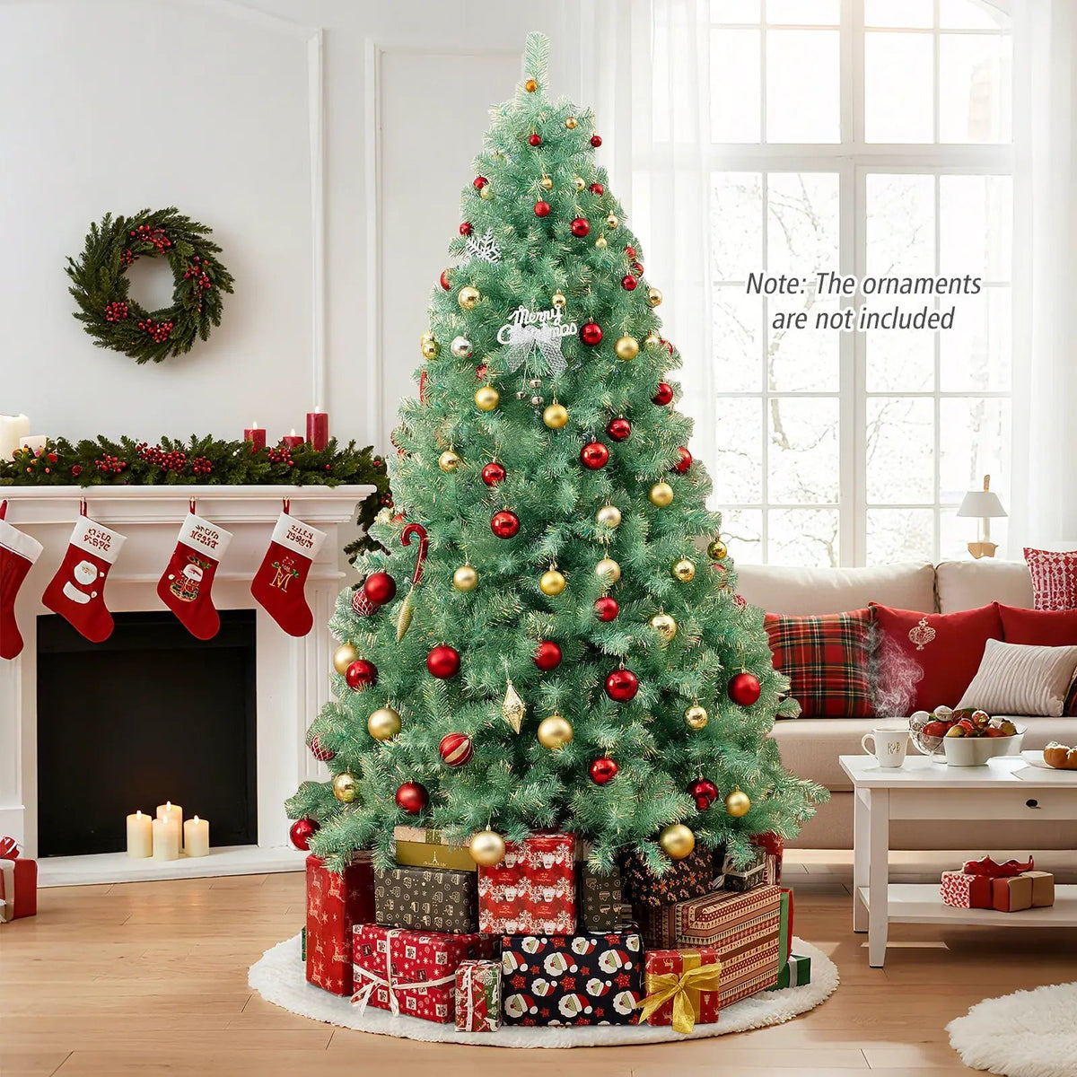 Pre-Lit Tinsel Christmas Tree Artificial Xmas Tree Home Office Party Seasonal Holiday Decoration by DirectDeals