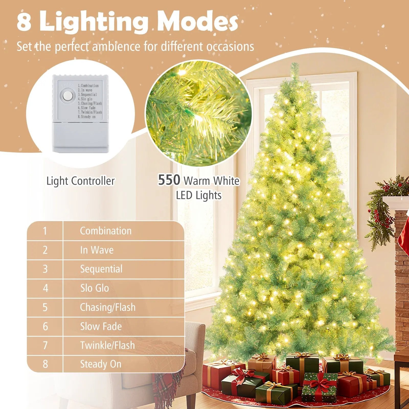 Pre-Lit Tinsel Christmas Tree Artificial Xmas Tree Home Office Party Seasonal Holiday Decoration by DirectDeals