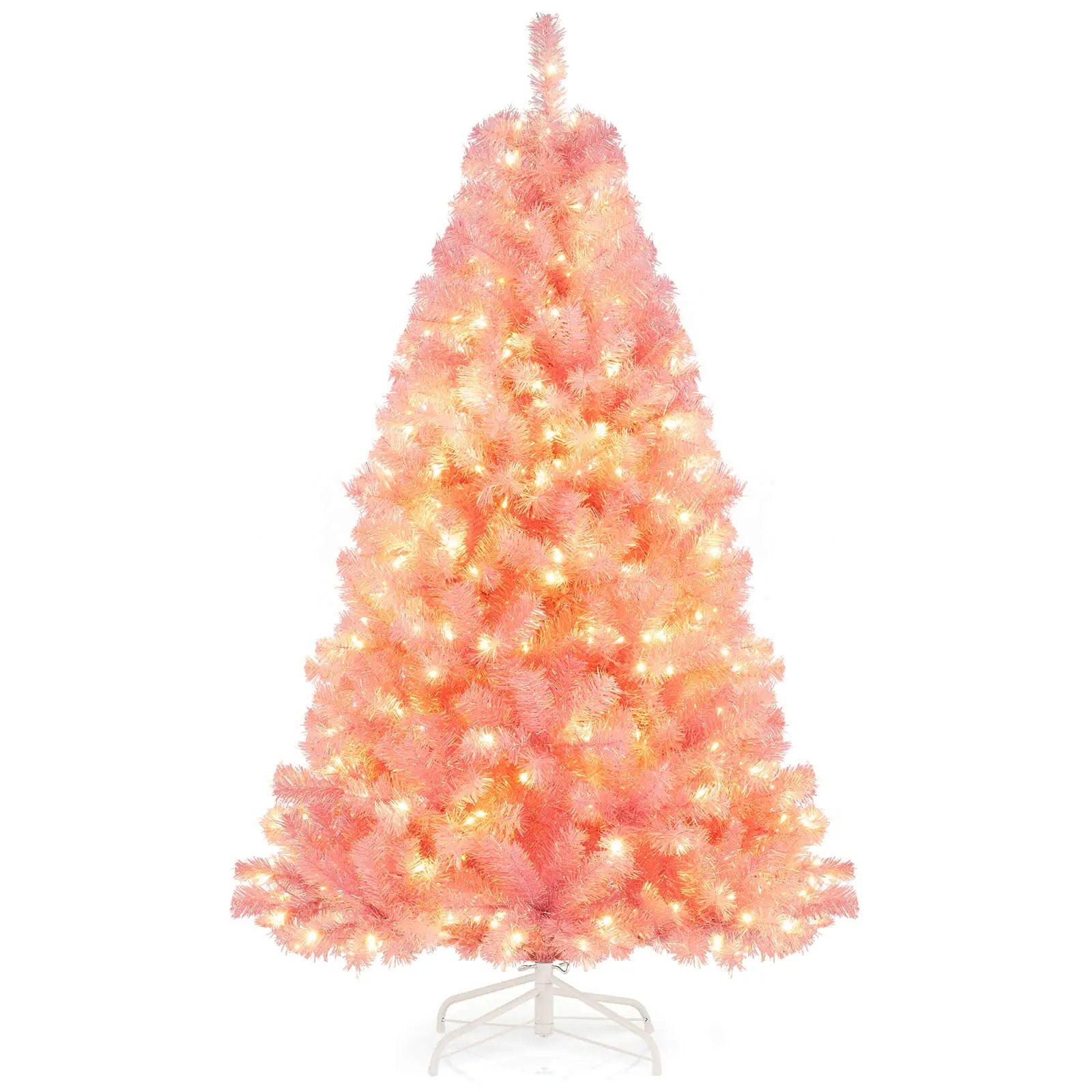 Pre-Lit Tinsel Christmas Tree Artificial Xmas Tree with Lush Branch Tips Holiday Decoration by DirectDeals