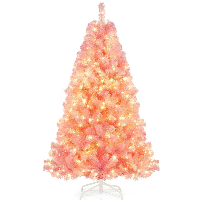 Pre-Lit Tinsel Christmas Tree Artificial Xmas Tree with Lush Branch Tips Holiday Decoration by DirectDeals