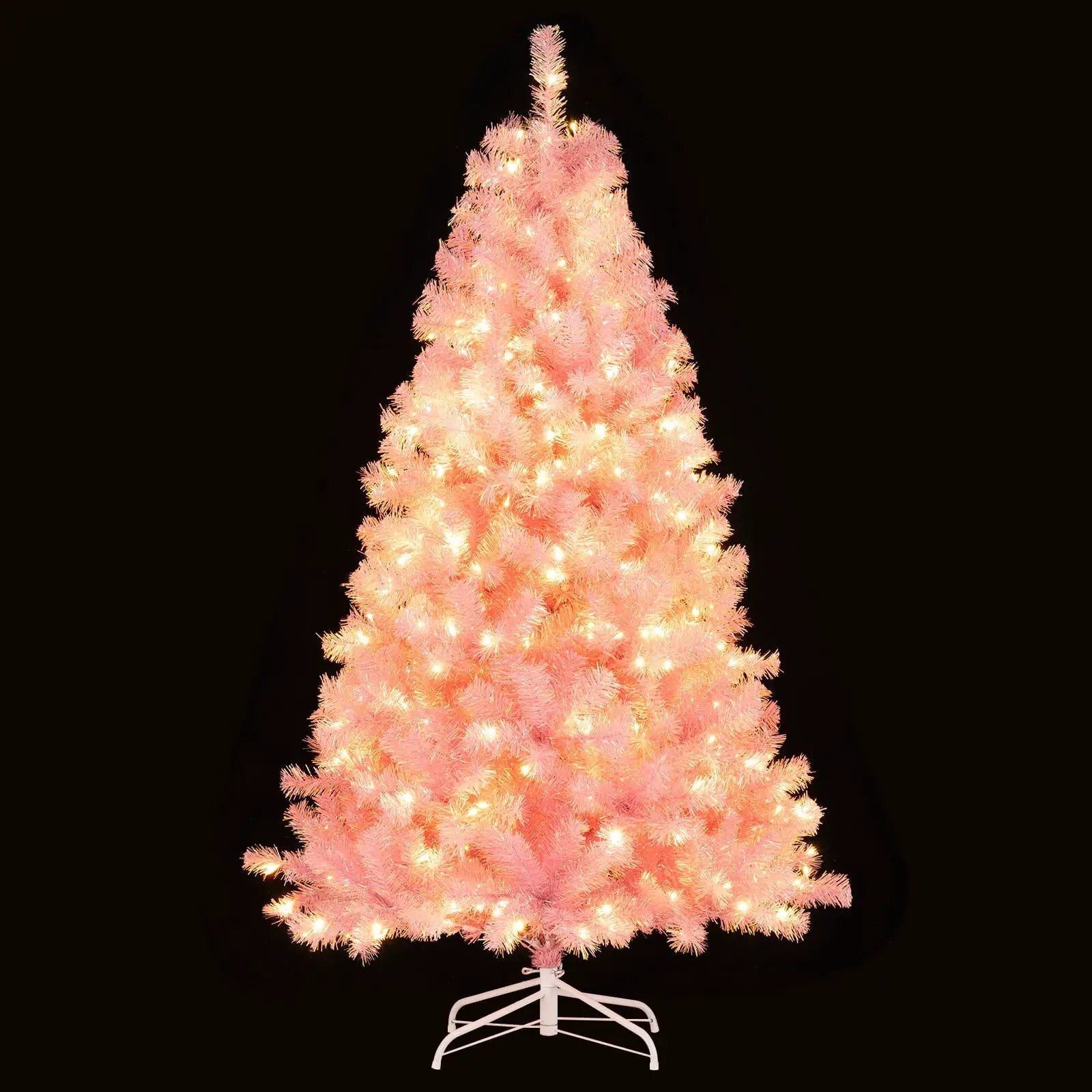 Pre-Lit Tinsel Christmas Tree Artificial Xmas Tree with Lush Branch Tips Holiday Decoration by DirectDeals