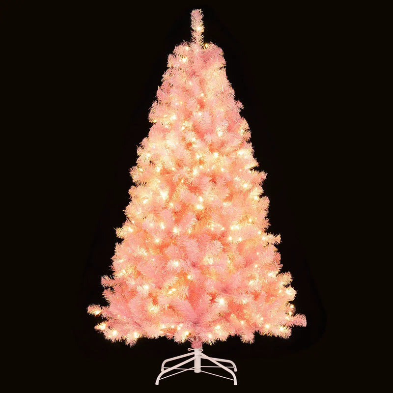 Pre-Lit Tinsel Christmas Tree Artificial Xmas Tree with Lush Branch Tips Holiday Decoration by DirectDeals