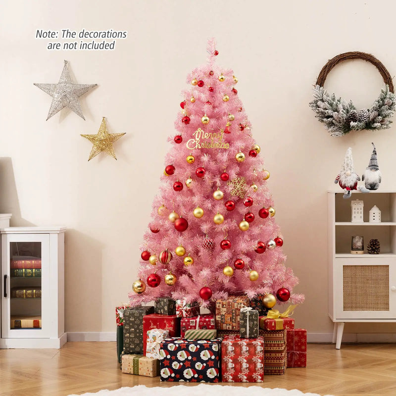 Pre-Lit Tinsel Christmas Tree Artificial Xmas Tree with Lush Branch Tips Holiday Decoration by DirectDeals