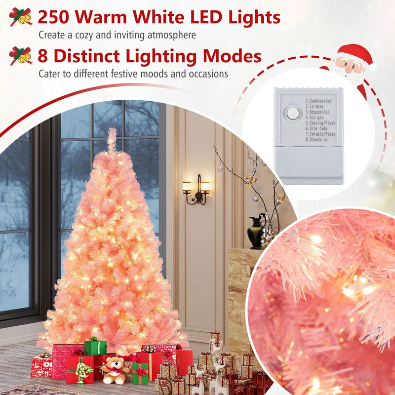 Pre-Lit Tinsel Christmas Tree Artificial Xmas Tree with Lush Branch Tips Holiday Decoration by DirectDeals