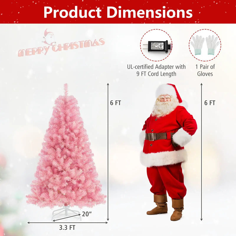 Pre-Lit Tinsel Christmas Tree Artificial Xmas Tree with Lush Branch Tips Holiday Decoration by DirectDeals