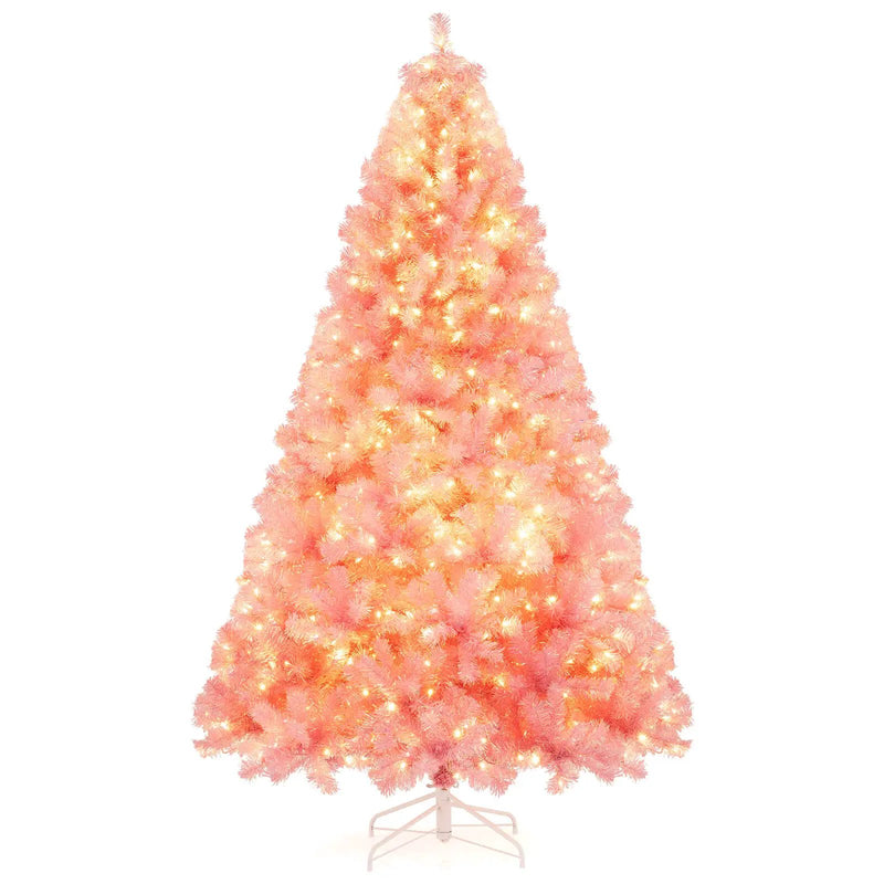 Pre-Lit Tinsel Christmas Tree Artificial Xmas Tree with Lush Branch Tips Holiday Decoration by DirectDeals