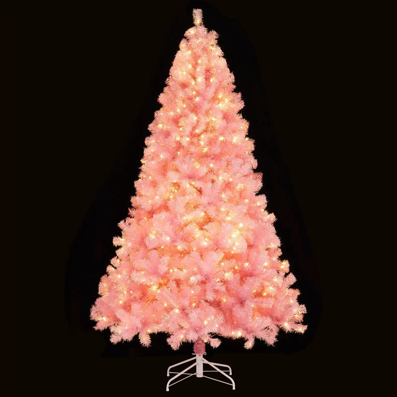 Pre-Lit Tinsel Christmas Tree Artificial Xmas Tree with Lush Branch Tips Holiday Decoration by DirectDeals