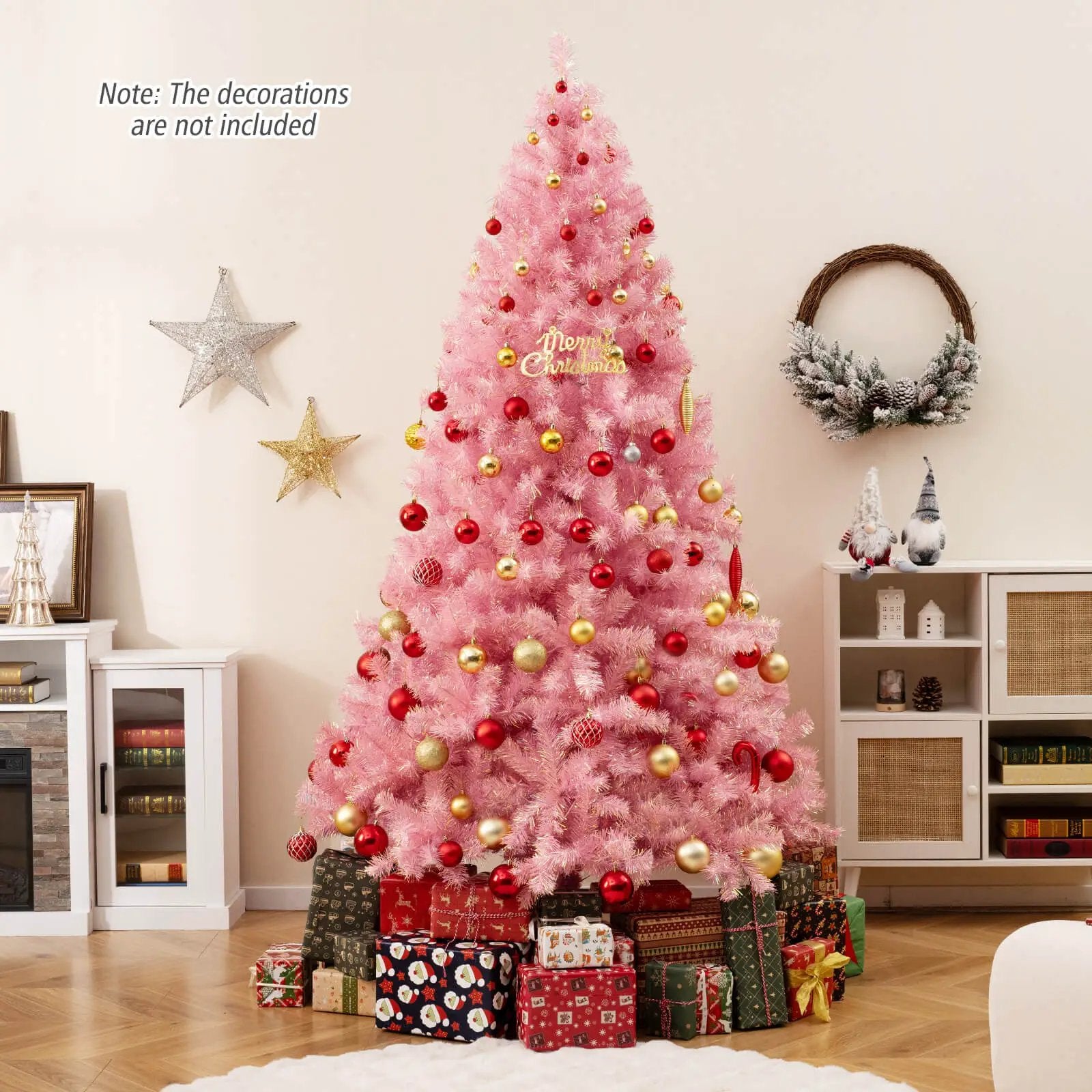 Pre-Lit Tinsel Christmas Tree Artificial Xmas Tree with Lush Branch Tips Holiday Decoration by DirectDeals