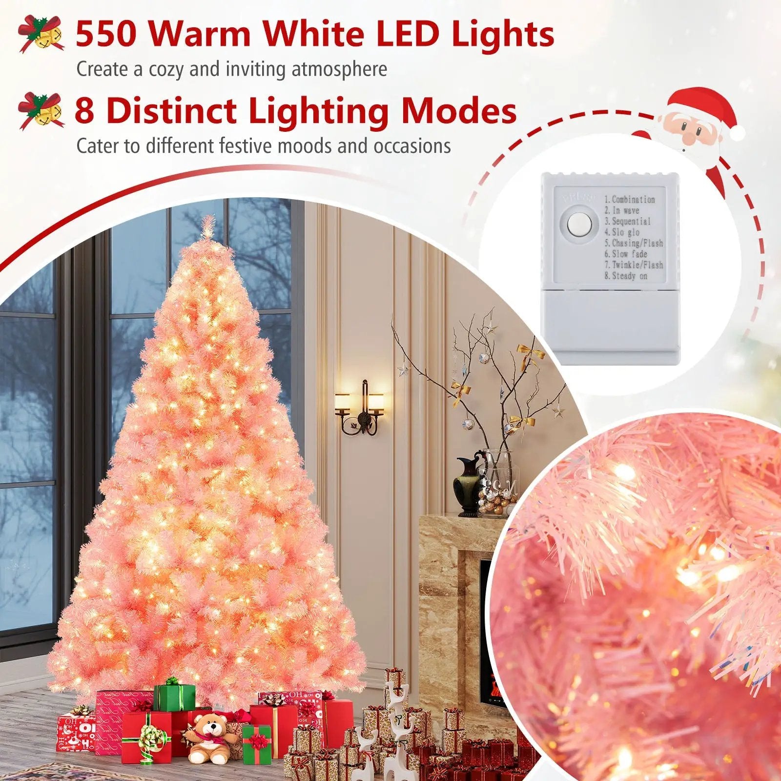 Pre-Lit Tinsel Christmas Tree Artificial Xmas Tree with Lush Branch Tips Holiday Decoration by DirectDeals