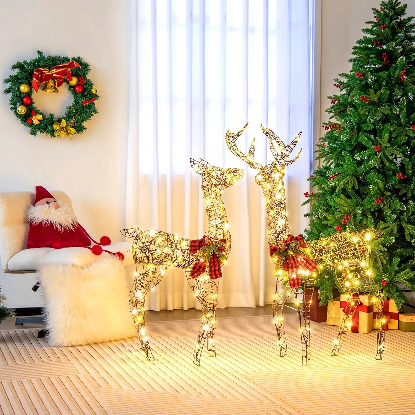 2 Pieces Lighted Reindeer Family with 200 LED Lights by DirectDeals
