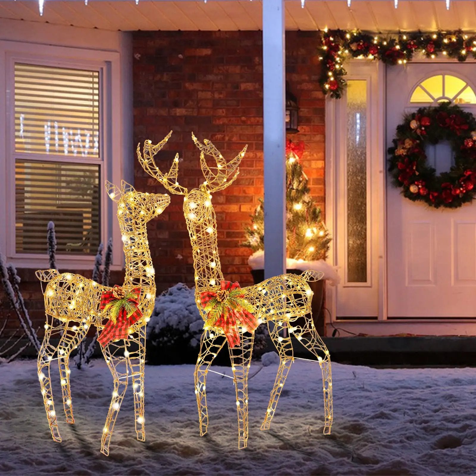 2 Pieces Lighted Reindeer Family with 200 LED Lights by DirectDeals