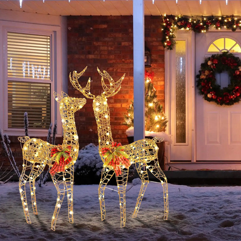 2 Pieces Lighted Reindeer Family with 200 LED Lights by DirectDeals