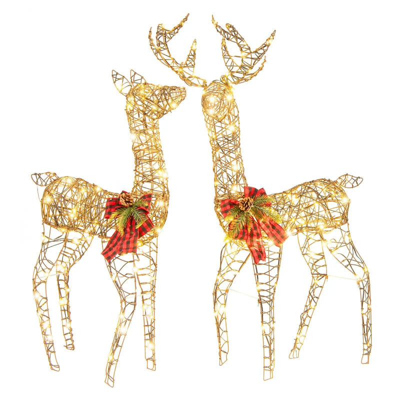 2 Pieces Lighted Reindeer Family with 200 LED Lights by DirectDeals