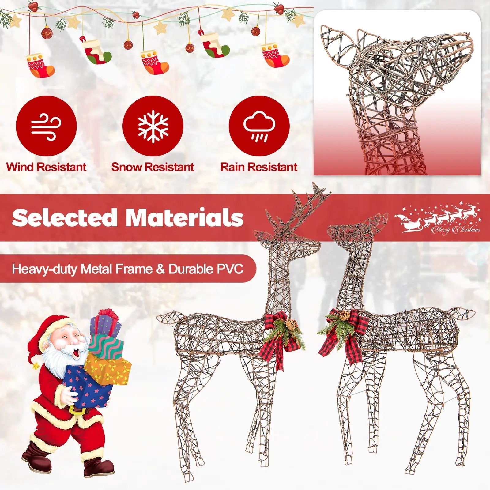 2 Pieces Lighted Reindeer Family with 200 LED Lights by DirectDeals