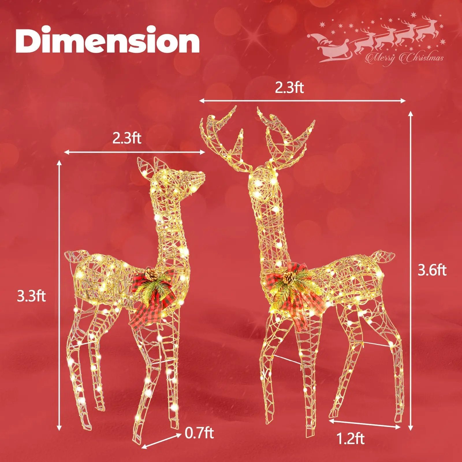 2 Pieces Lighted Reindeer Family with 200 LED Lights by DirectDeals