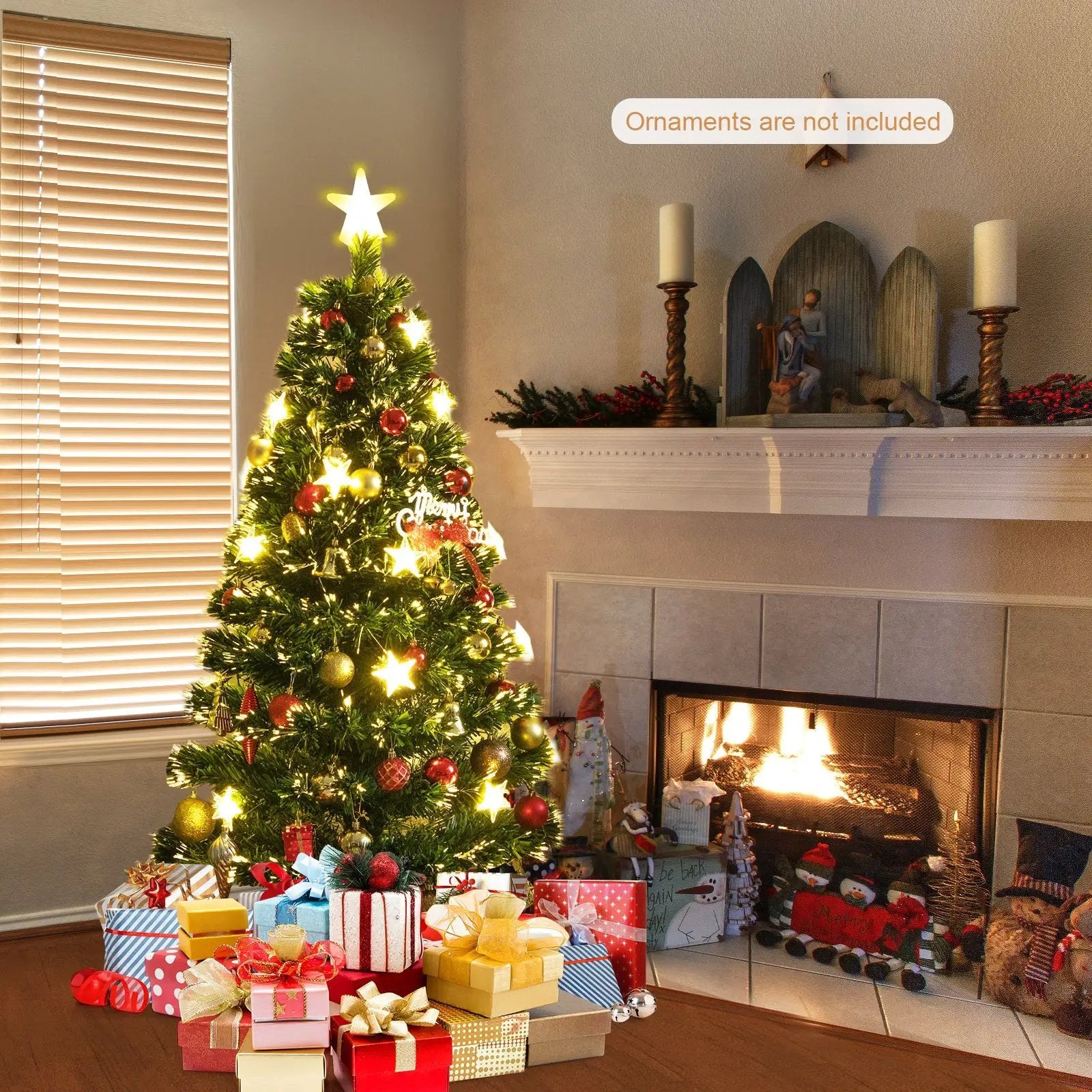 Prelit Fiber Optic Christmas Tree with Warm White Lights by DirectDeals