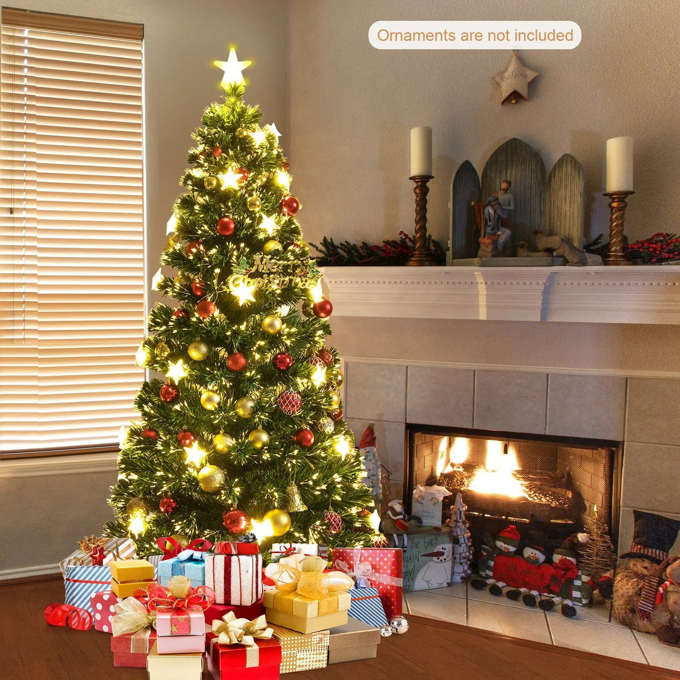 Prelit Fiber Optic Christmas Tree with Warm White Lights by DirectDeals