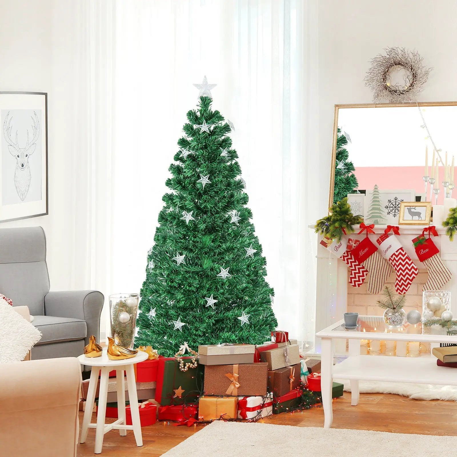 Prelit Fiber Optic Christmas Tree with Warm White Lights by DirectDeals