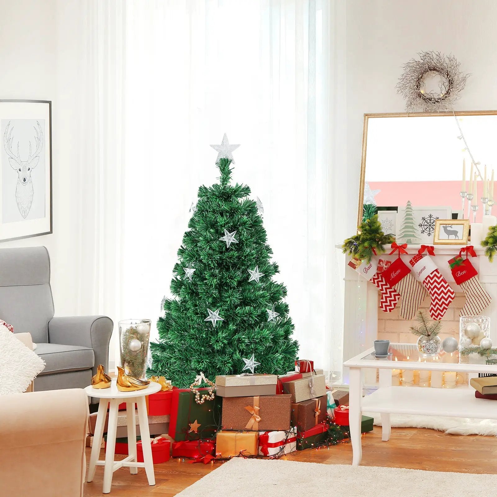 Prelit Fiber Optic Christmas Tree with Warm White Lights by DirectDeals