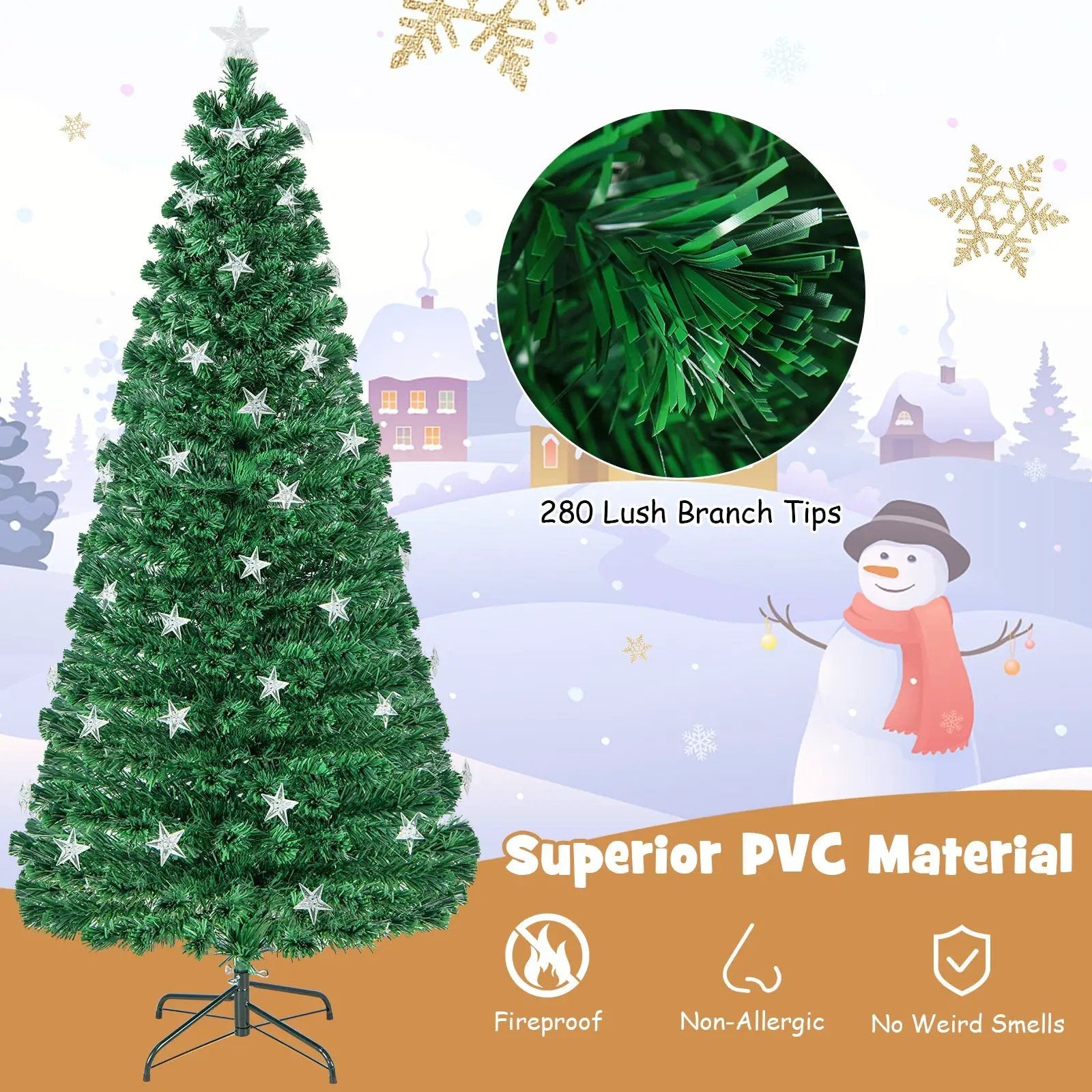 Prelit Fiber Optic Christmas Tree with Warm White Lights by DirectDeals