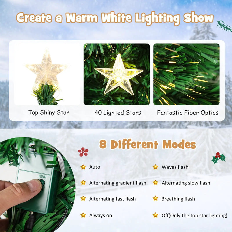 Prelit Fiber Optic Christmas Tree with Warm White Lights by DirectDeals