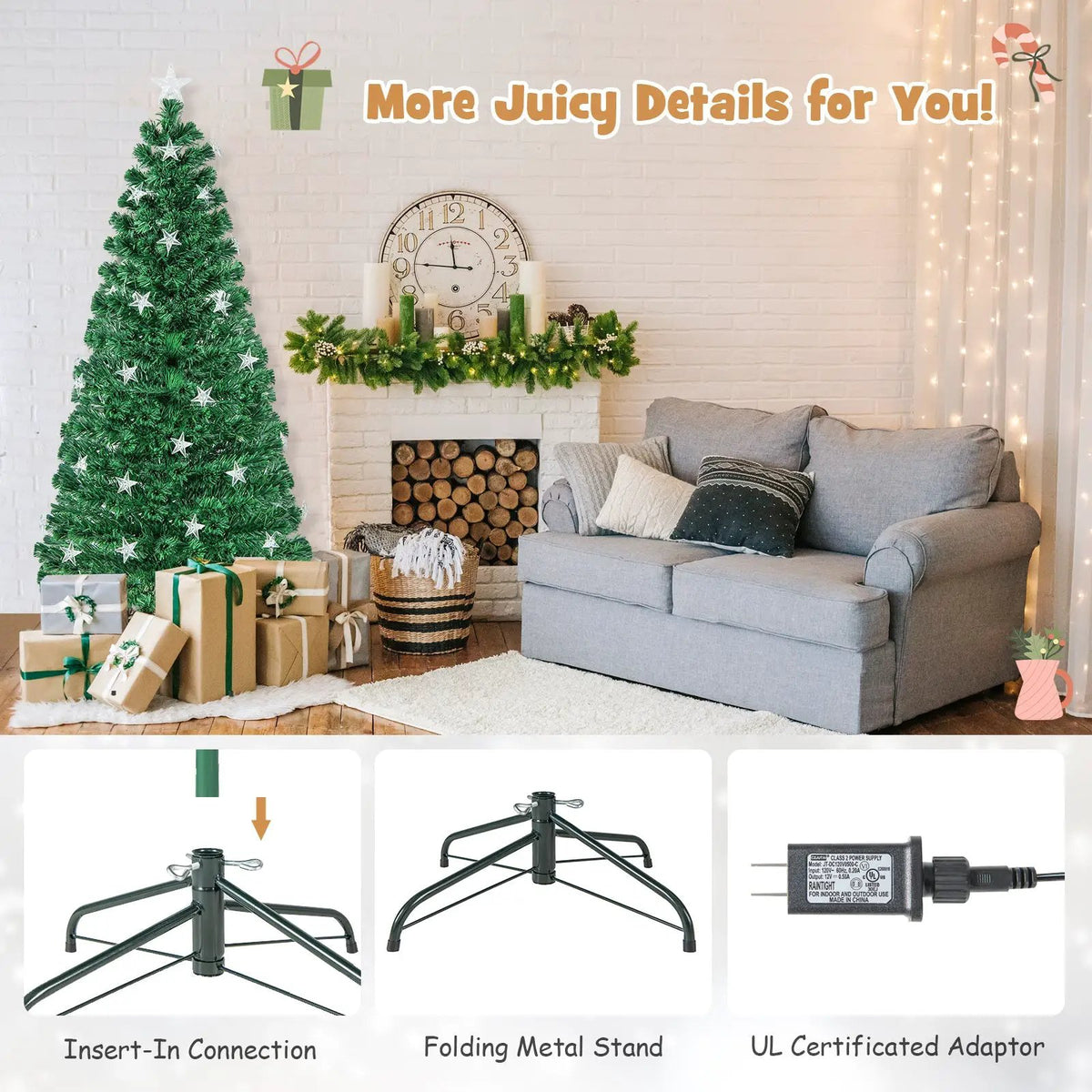 Prelit Fiber Optic Christmas Tree with Warm White Lights by DirectDeals