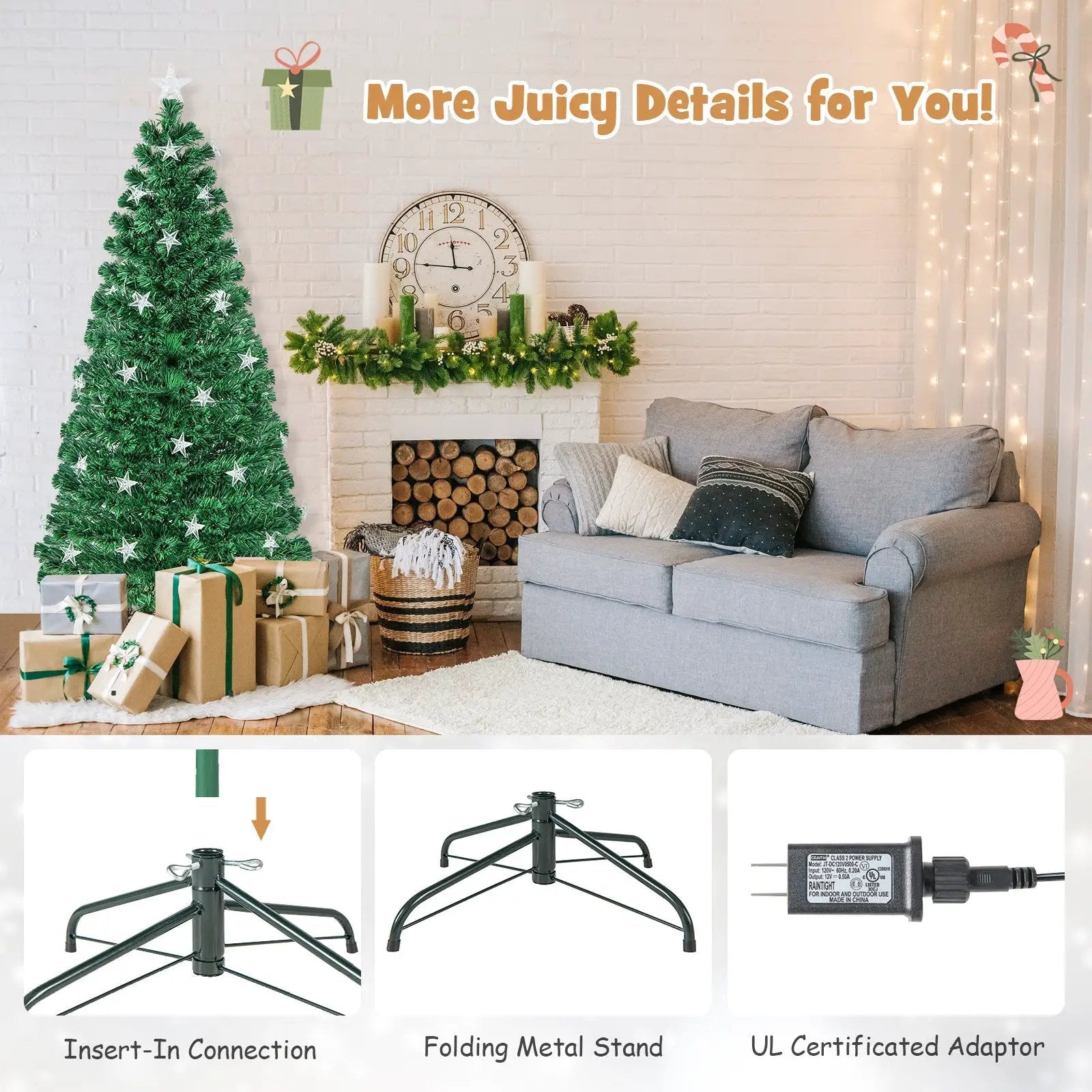 Prelit Fiber Optic Christmas Tree with Warm White Lights by DirectDeals