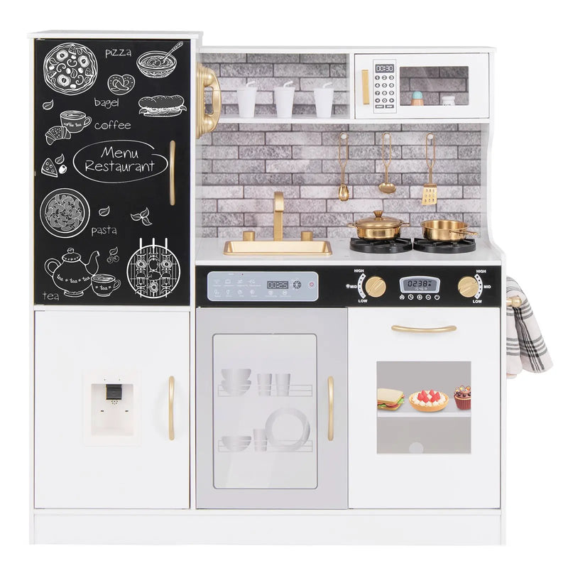 Pretend Play Kitchen with Utensils for Kids Aged 3+-White by DirectDeals