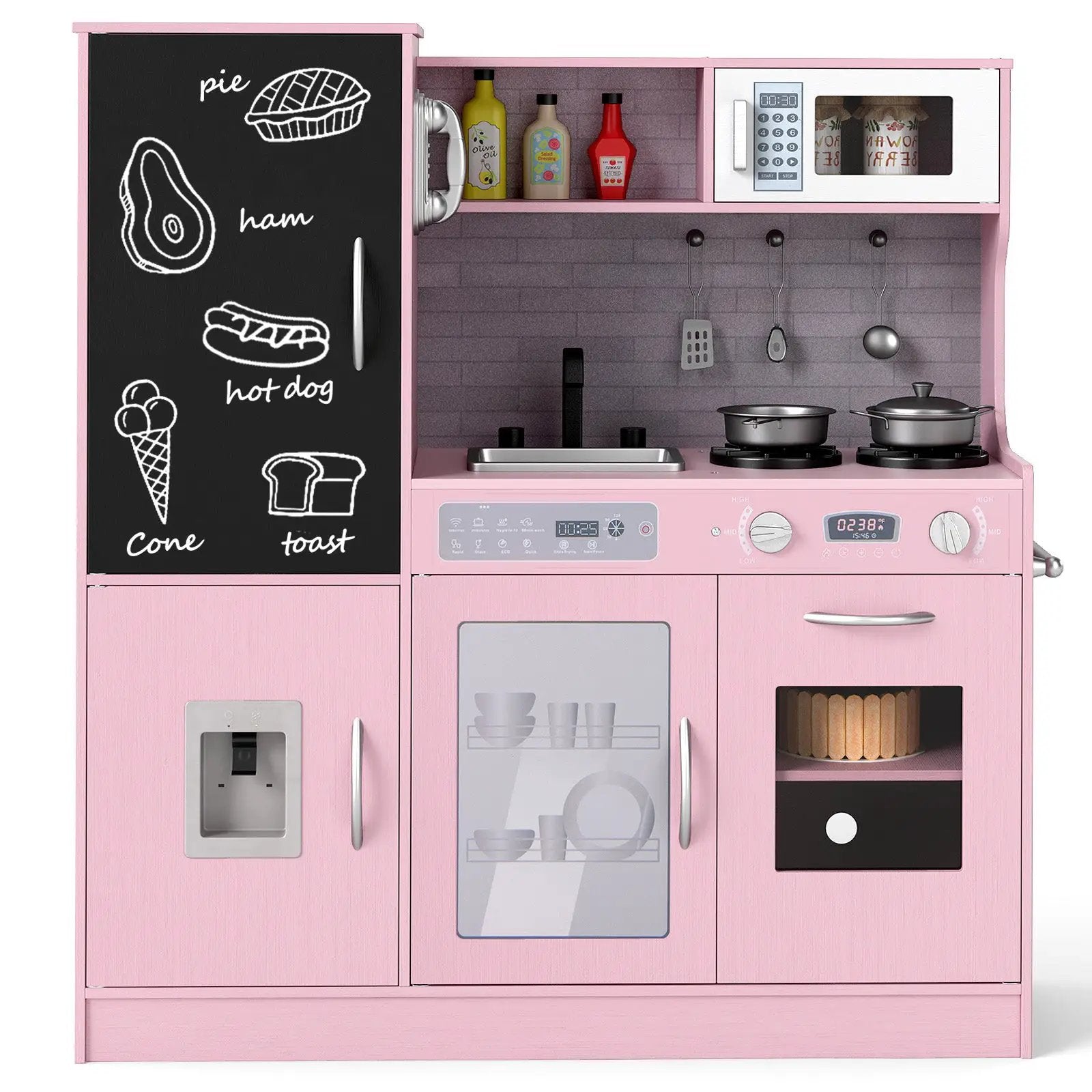 Pretend Play Kitchen with Utensils for Kids Aged 3+-White by DirectDeals