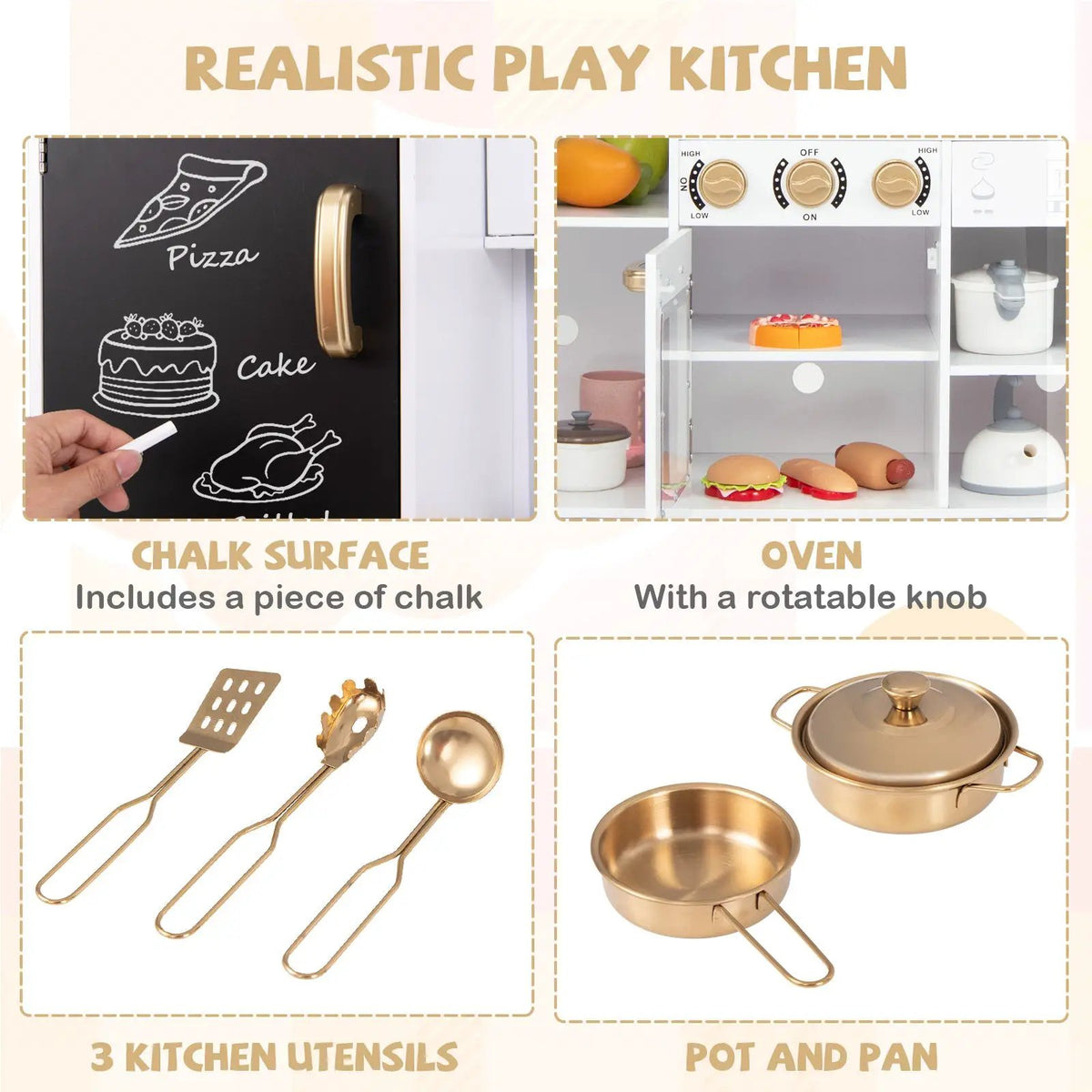 Pretend Play Kitchen for Kids with Real Sounds and Lights by DirectDeals