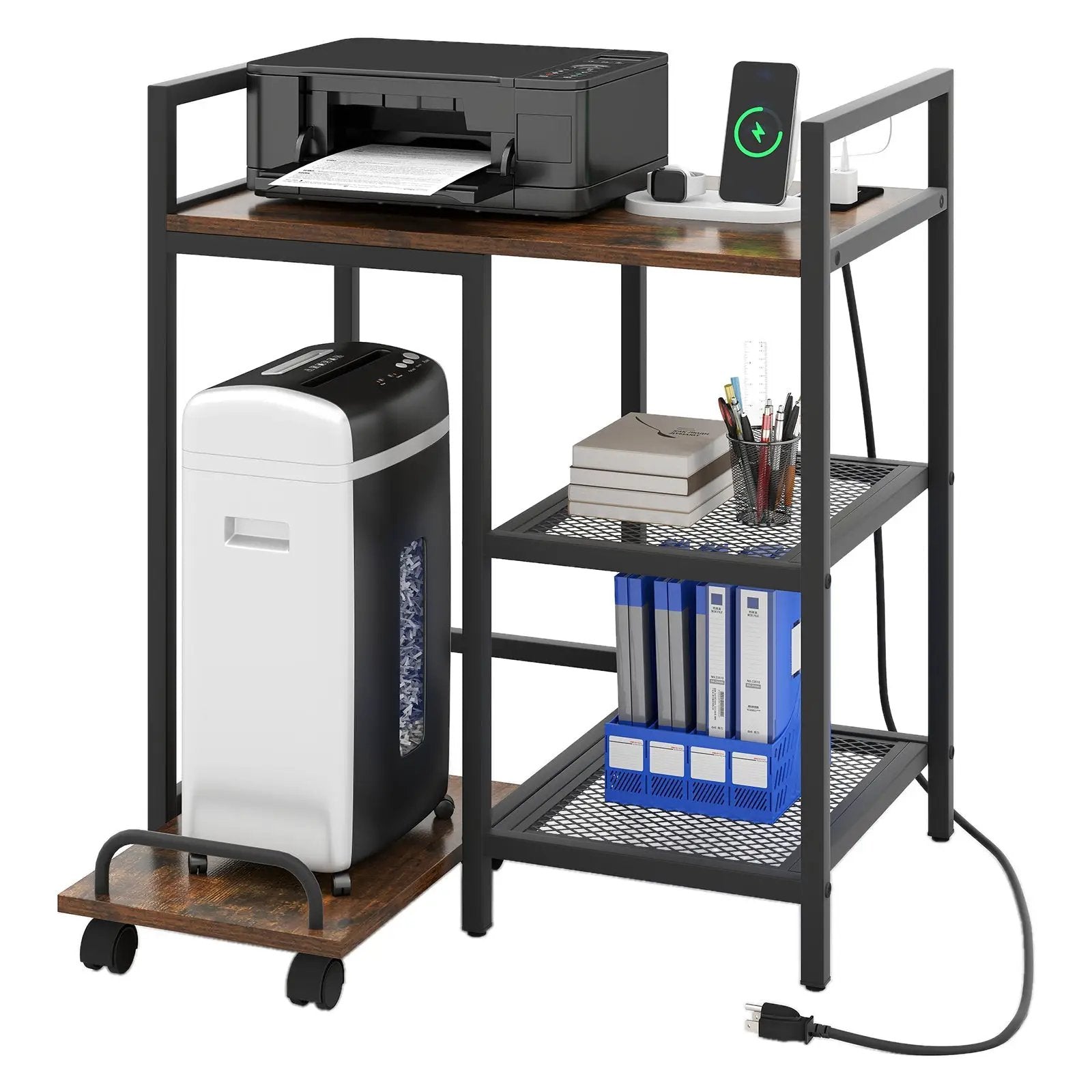 Printer Stand with Charging Station and Storage Shelves by DirectDeals