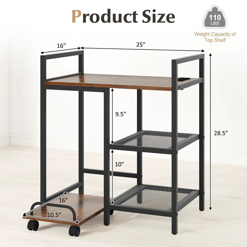 Printer Stand with Charging Station and Storage Shelves by DirectDeals