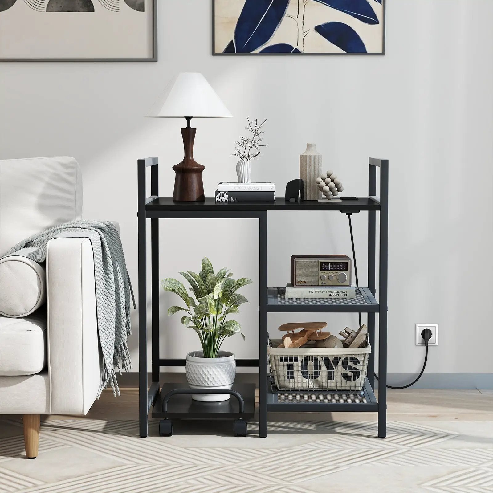 Printer Stand with Charging Station and Storage Shelves by DirectDeals