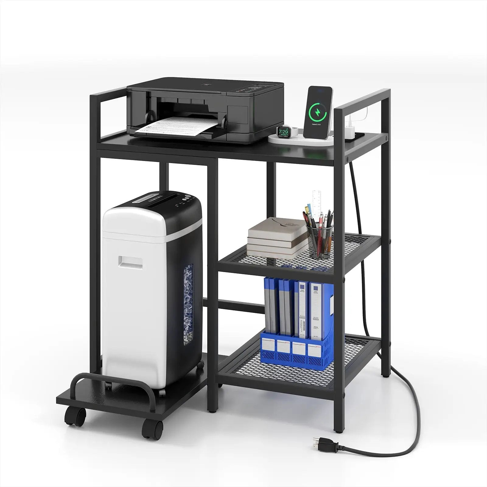 Printer Stand with Charging Station and Storage Shelves by DirectDeals