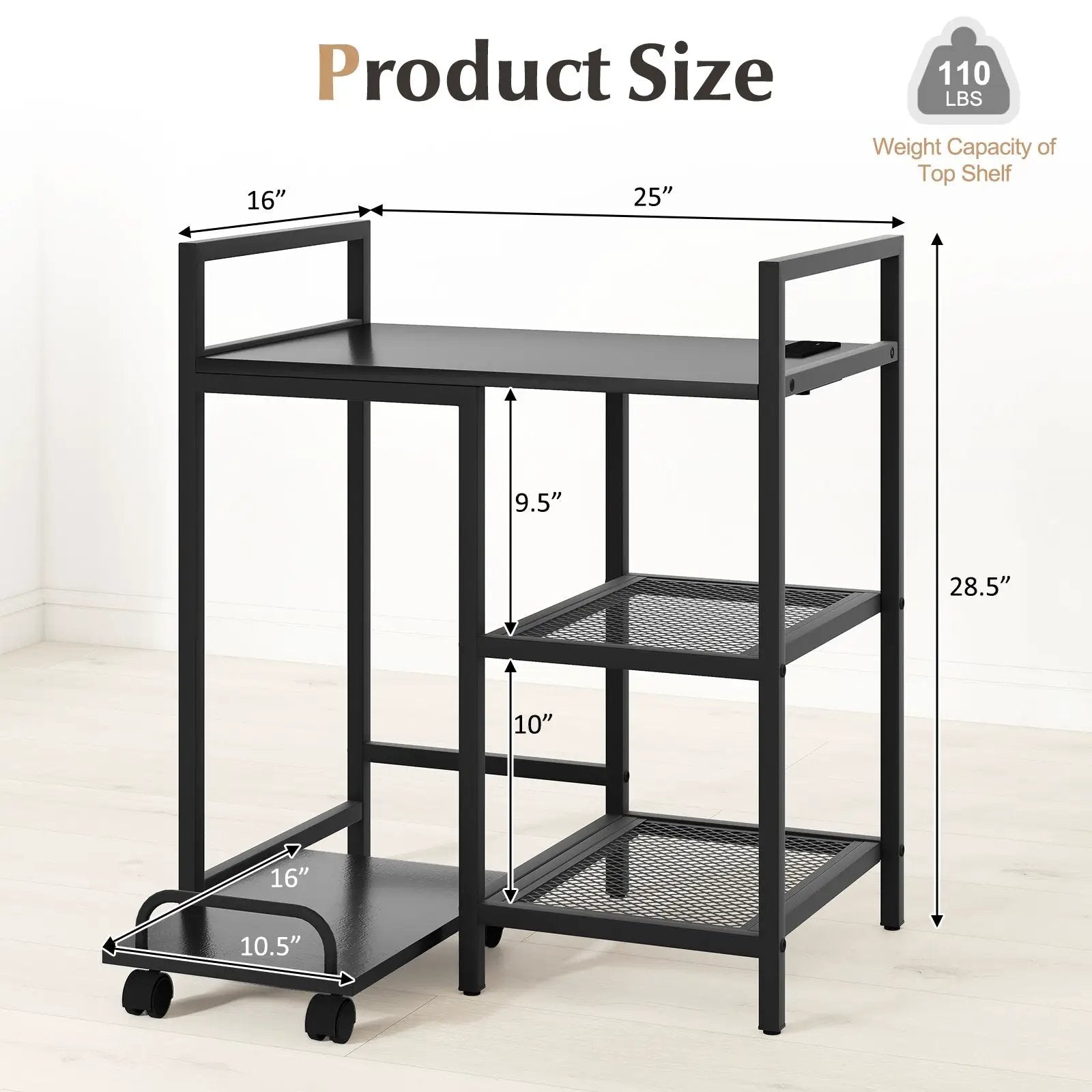 Printer Stand with Charging Station and Storage Shelves by DirectDeals