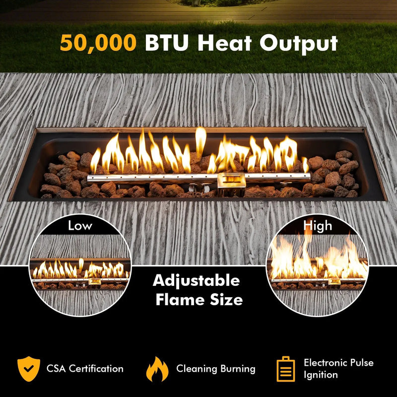 43 Inch 50 000 BTU Propane Fire Pit Table with Removable Lid-Gray by DirectDeals