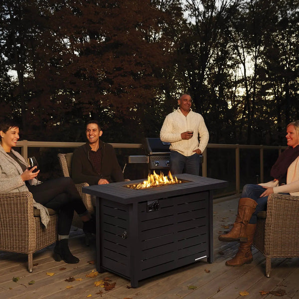 42 Inch 60 000 BTU Rectangular Propane Fire Pit Table with Waterproof Cover, photo 2 of 8