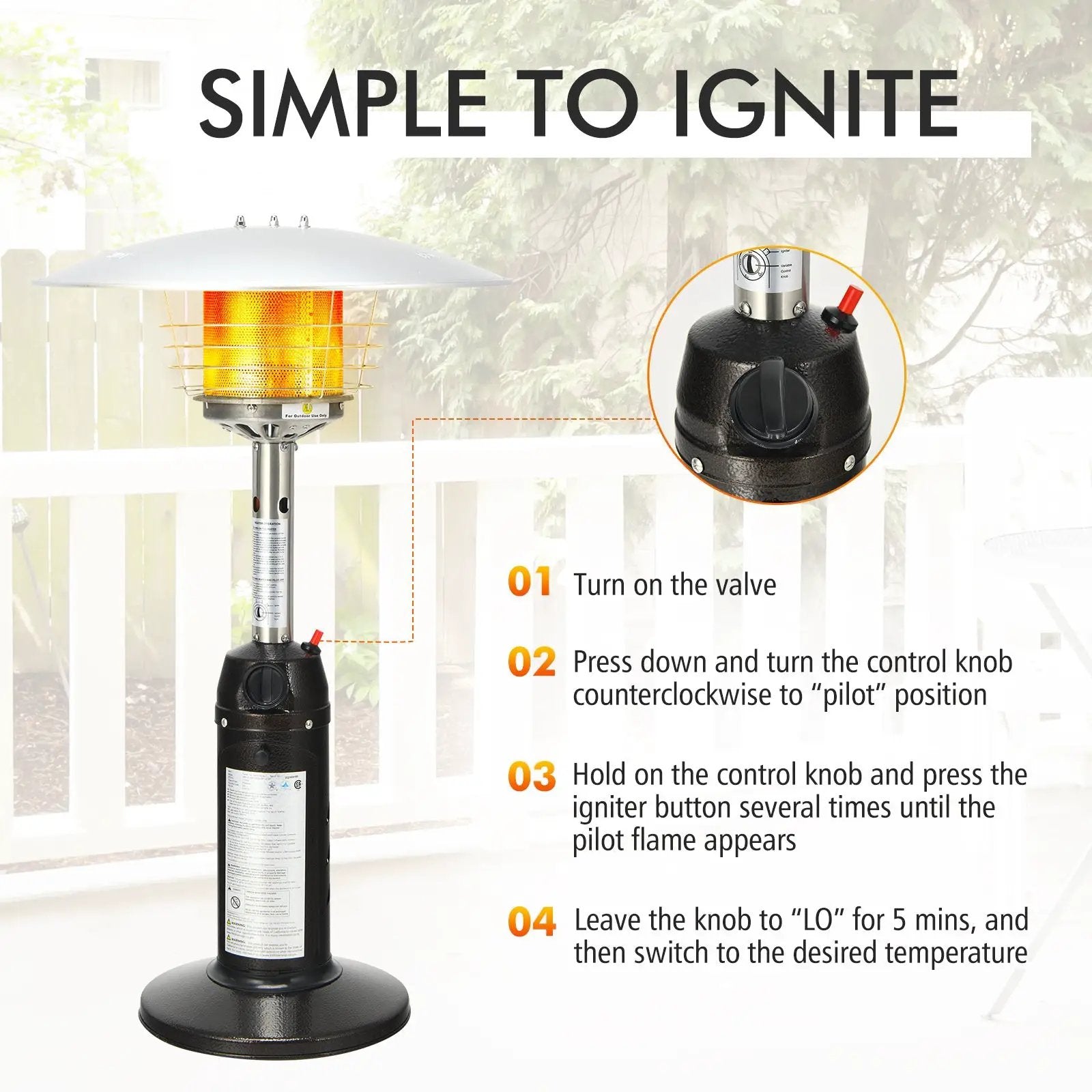 11 000 BTU Portable Tabletop Propane Patio Standing Heater by DirectDeals