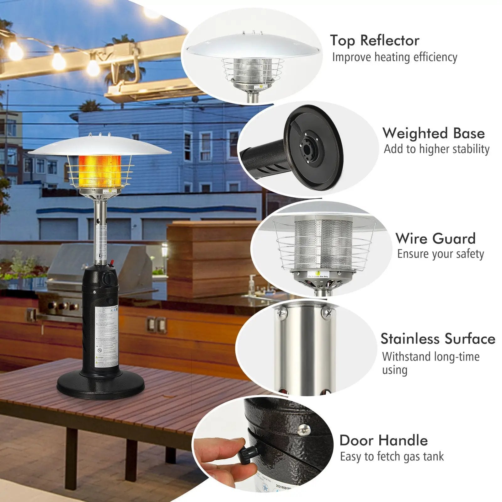 11 000 BTU Portable Tabletop Propane Patio Standing Heater by DirectDeals